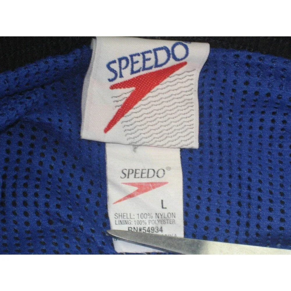 Mens Speedo Black/Blue Paneled Nylon Swim Board Shorts sz Lx8